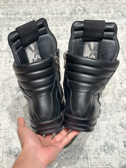 Rick Owens Inverted Triangle Black Leather Boots