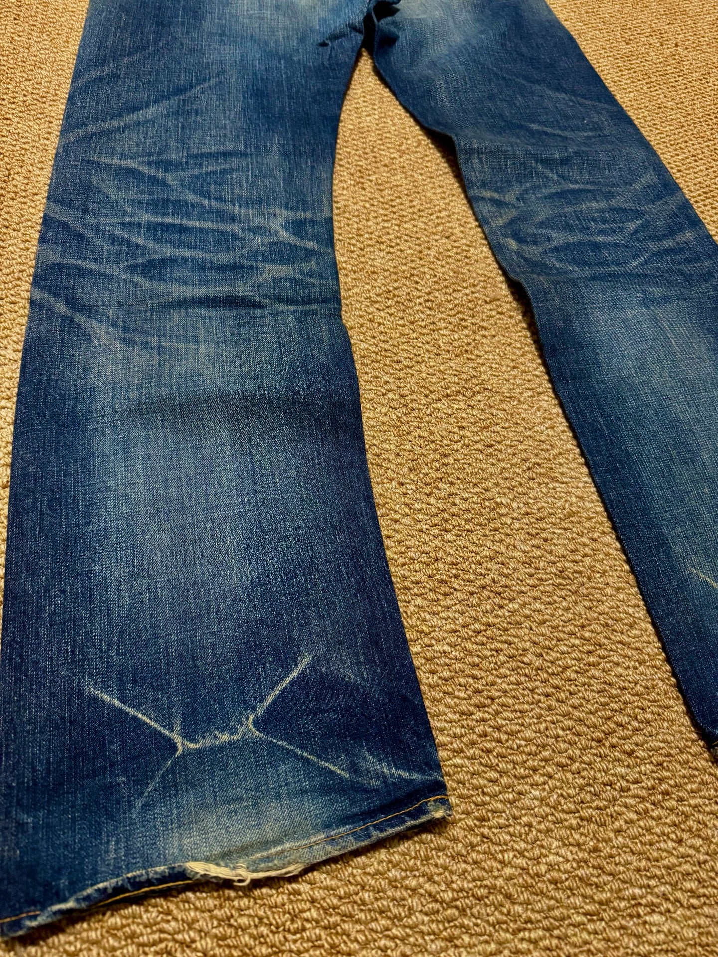 Blue Faded Distressed Studded Jeans