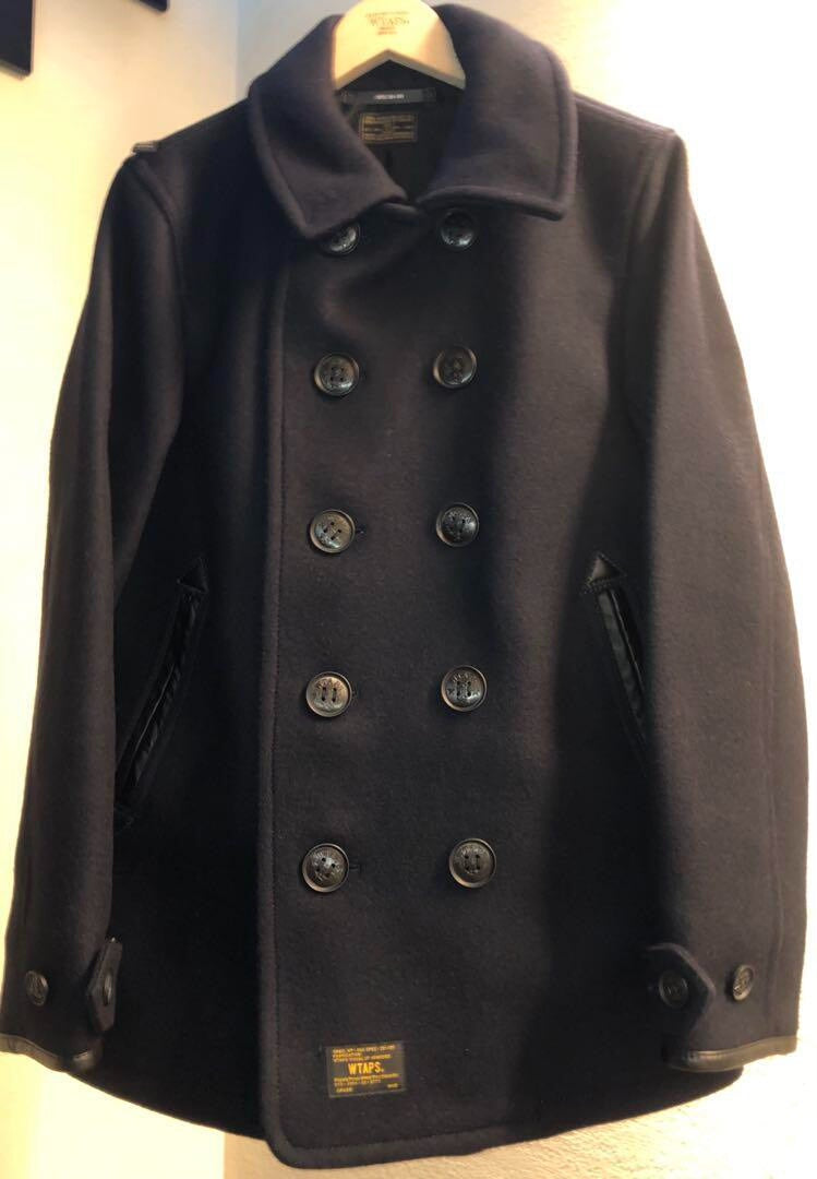 blackwatch coat in navy wool melton