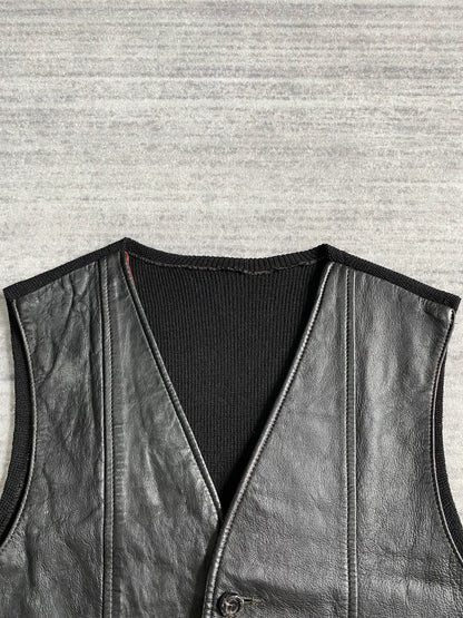 vintage western sleeveless leather vest