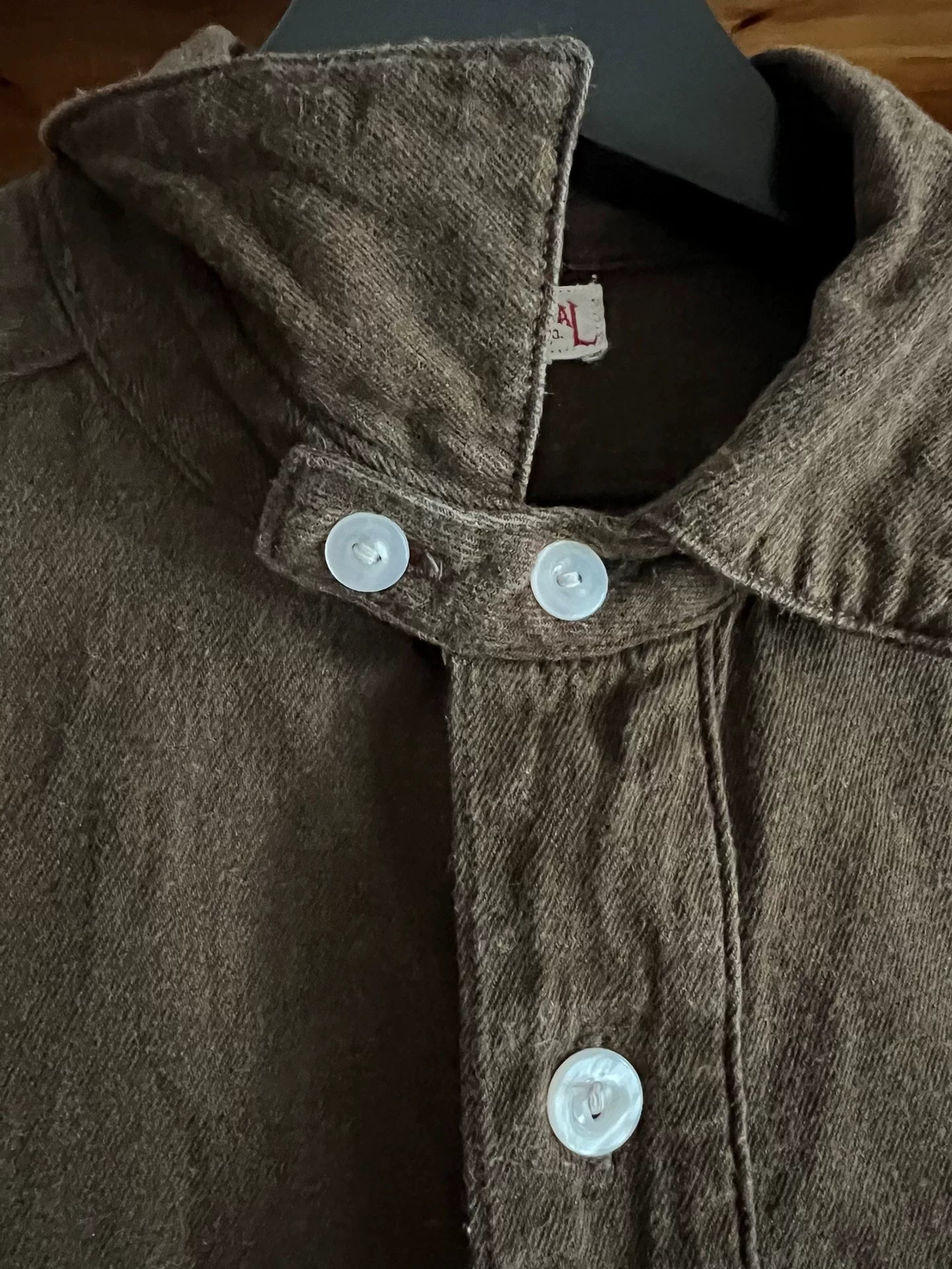 freewheelers flannel work shirt in deep khaki