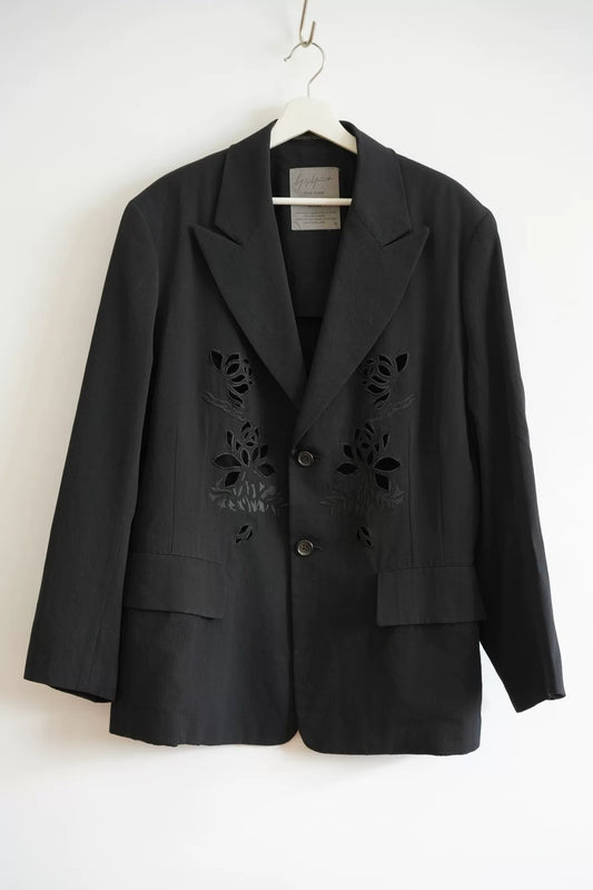 yohji yamamoto floral cutout blazer