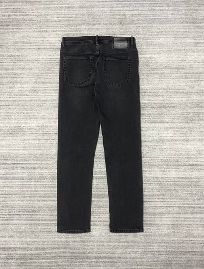 black slim-fit straight-leg jeans