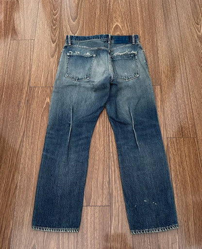 visvim ss journeyman pants tacked damaged denim