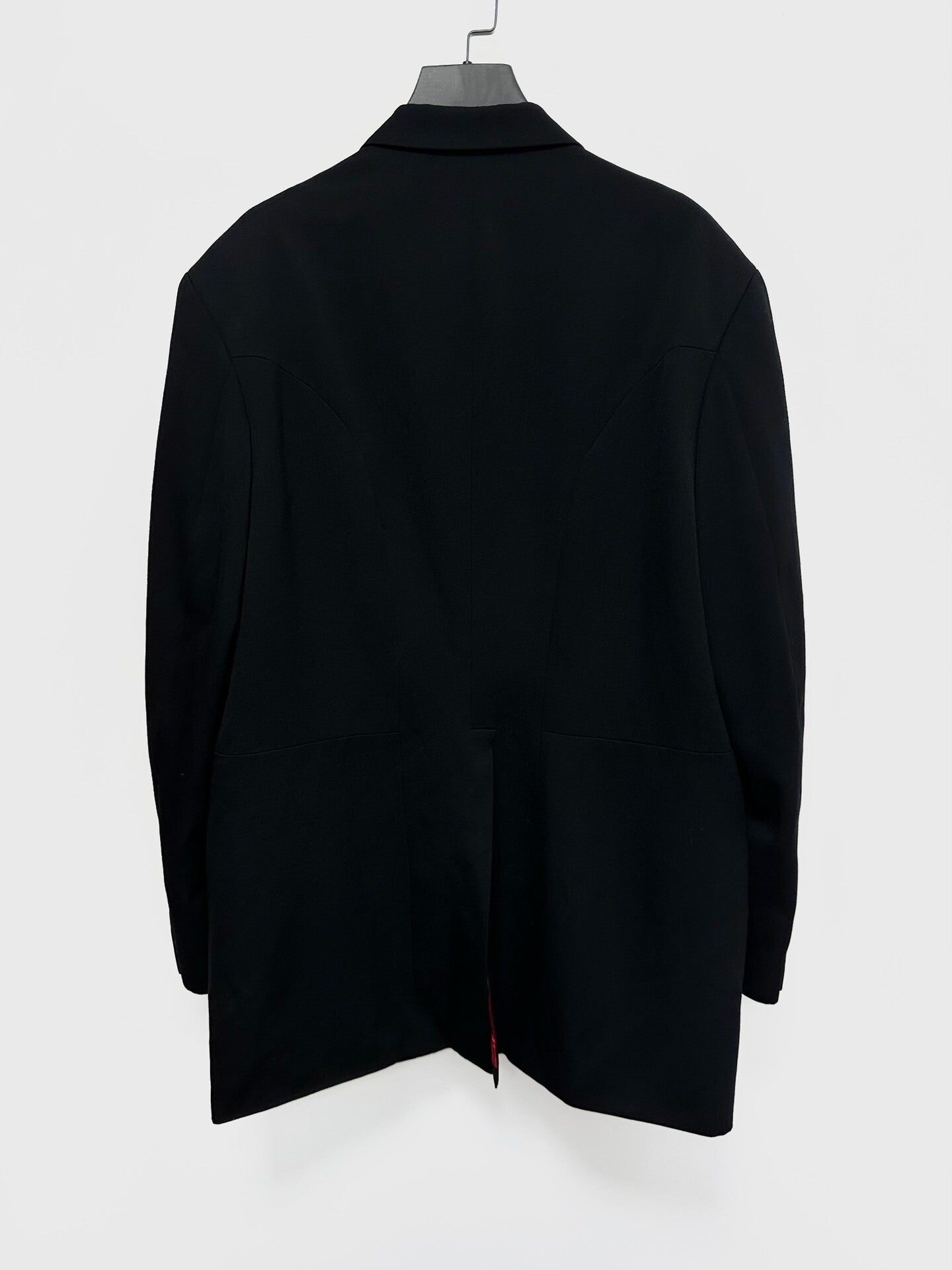 black wool and silk reversible coat