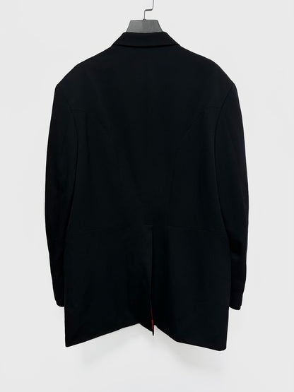 black wool and silk reversible coat
