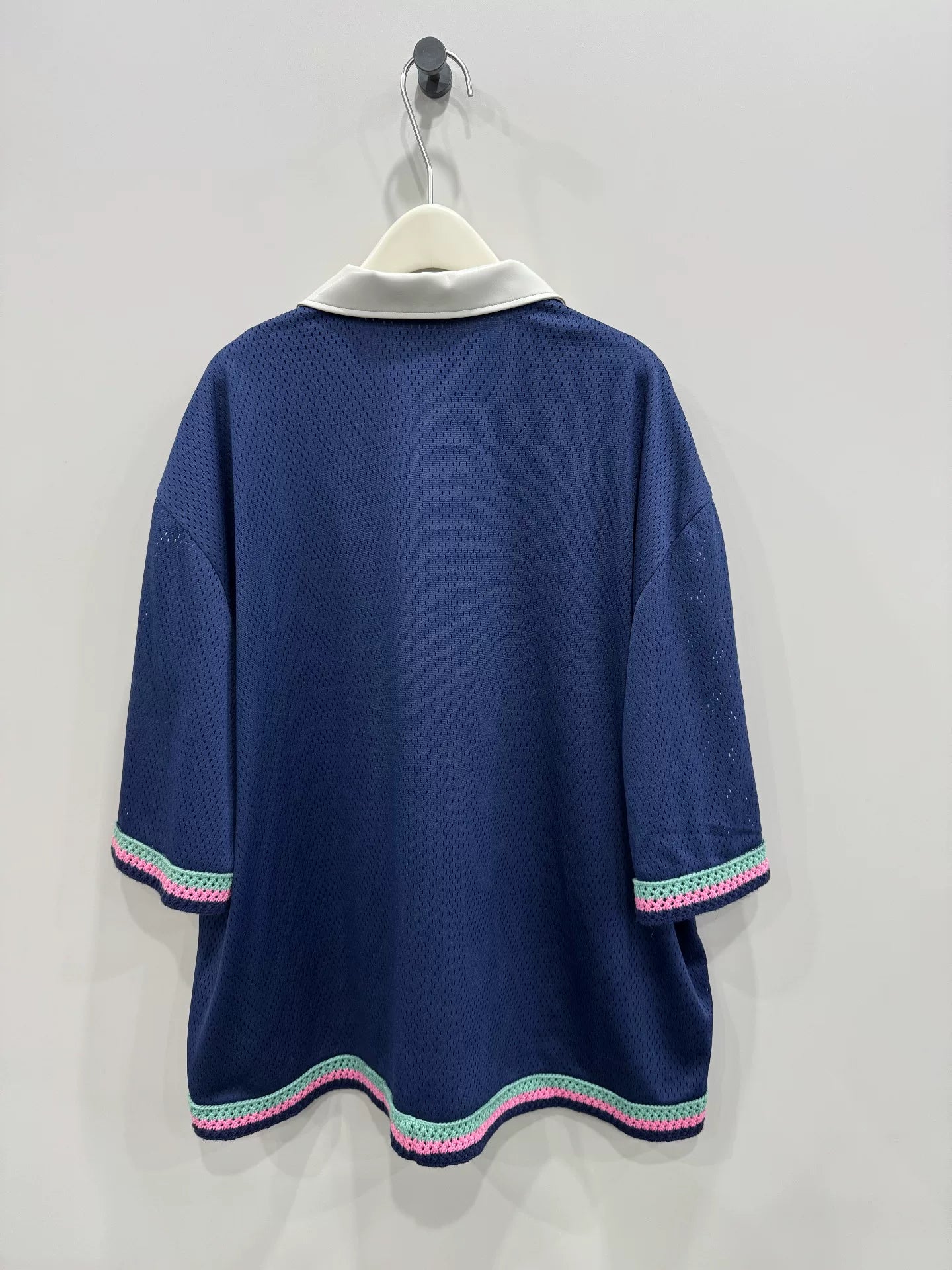 printed knit short-sleeve polo shirt