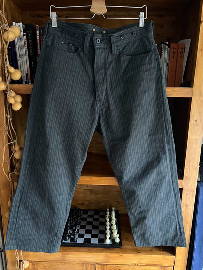 vintage striped suspenders pants for men