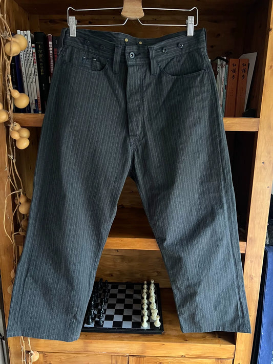 vintage striped suspenders pants for men