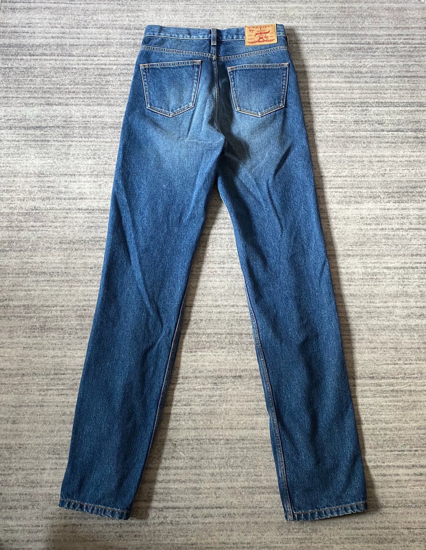 layered 3D twisted denim long pants