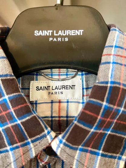 saint laurent gradient frayed edge vest shirt