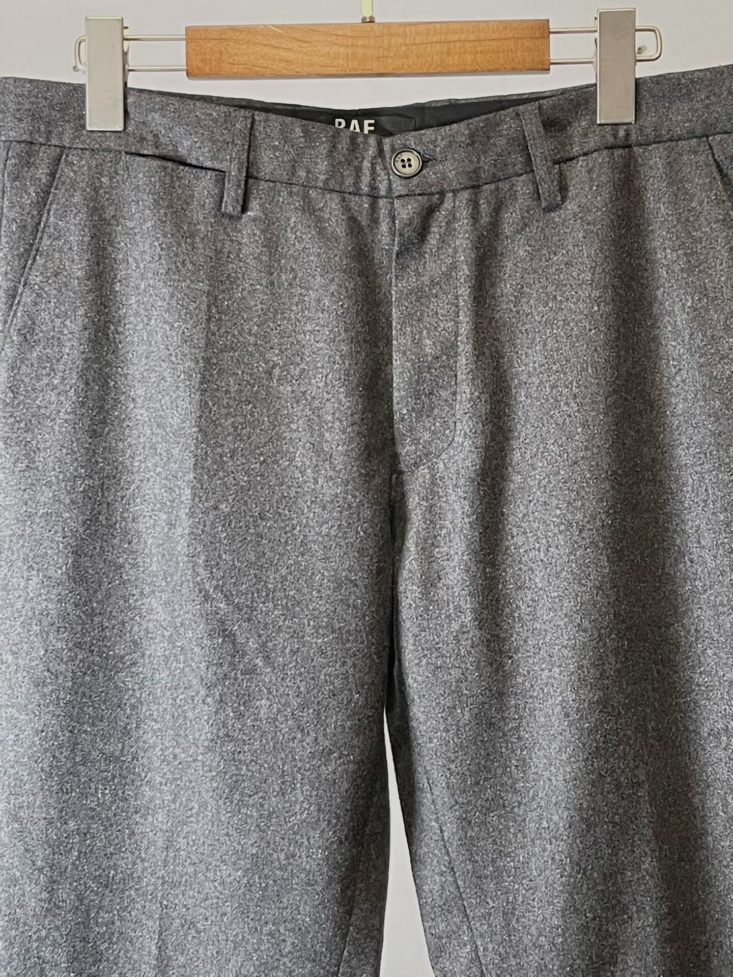 raf simons wool blend trousers in gray