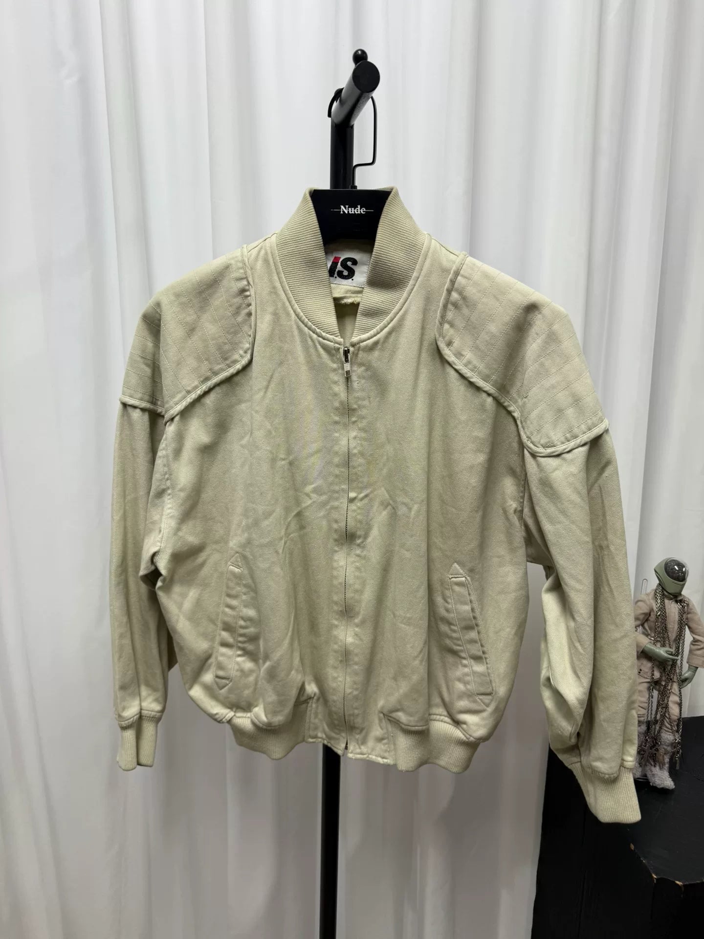 issey miyake men canvas jacket in beige