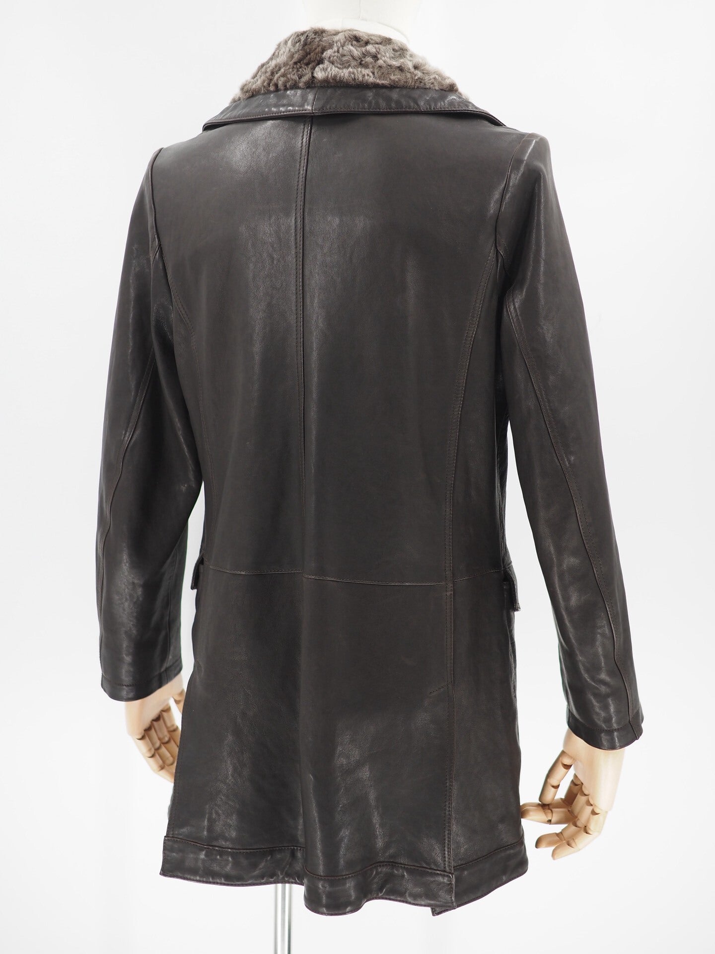 Giorgio Armani Brown Lambskin Double-Breasted Coat