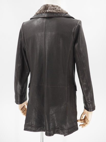 Giorgio Armani Brown Lambskin Double-Breasted Coat