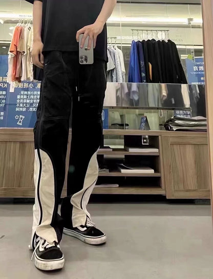 black and white panel athletic pants