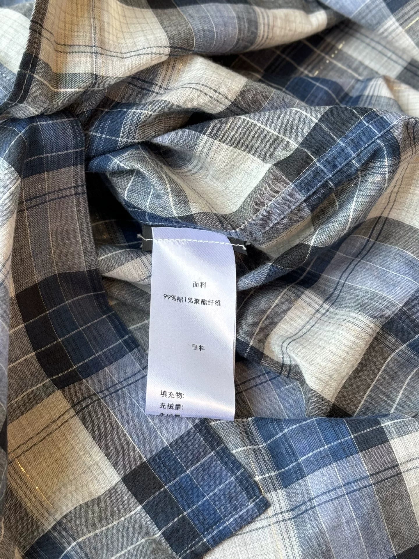 YSL Men's Blue Plaid Shirt