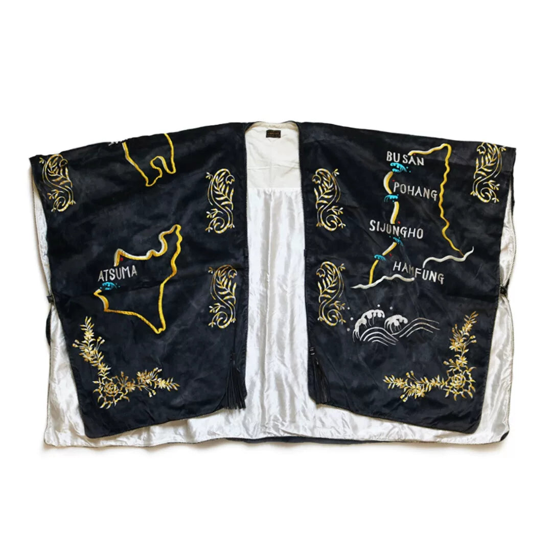 oversized embroidered shawl coat from kapital