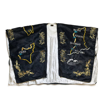 oversized embroidered shawl coat from kapital