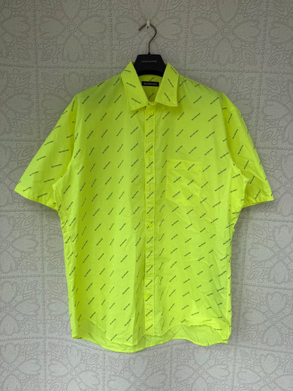 balenciaga neon printed short sleeve shirt