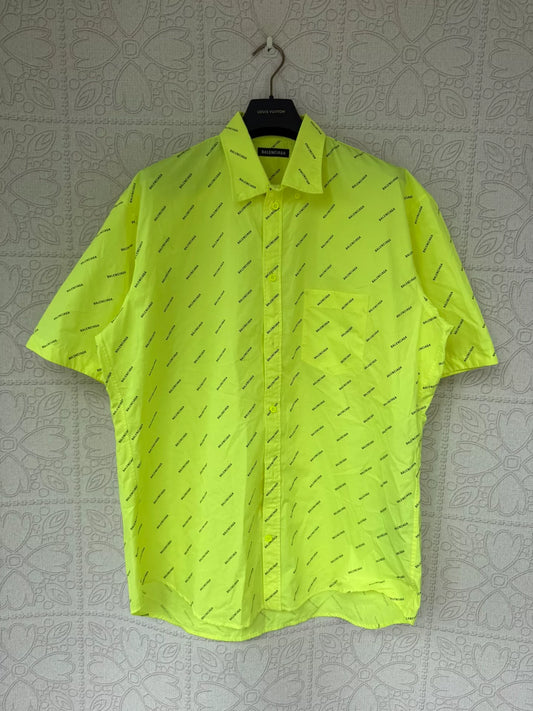 balenciaga neon printed short sleeve shirt