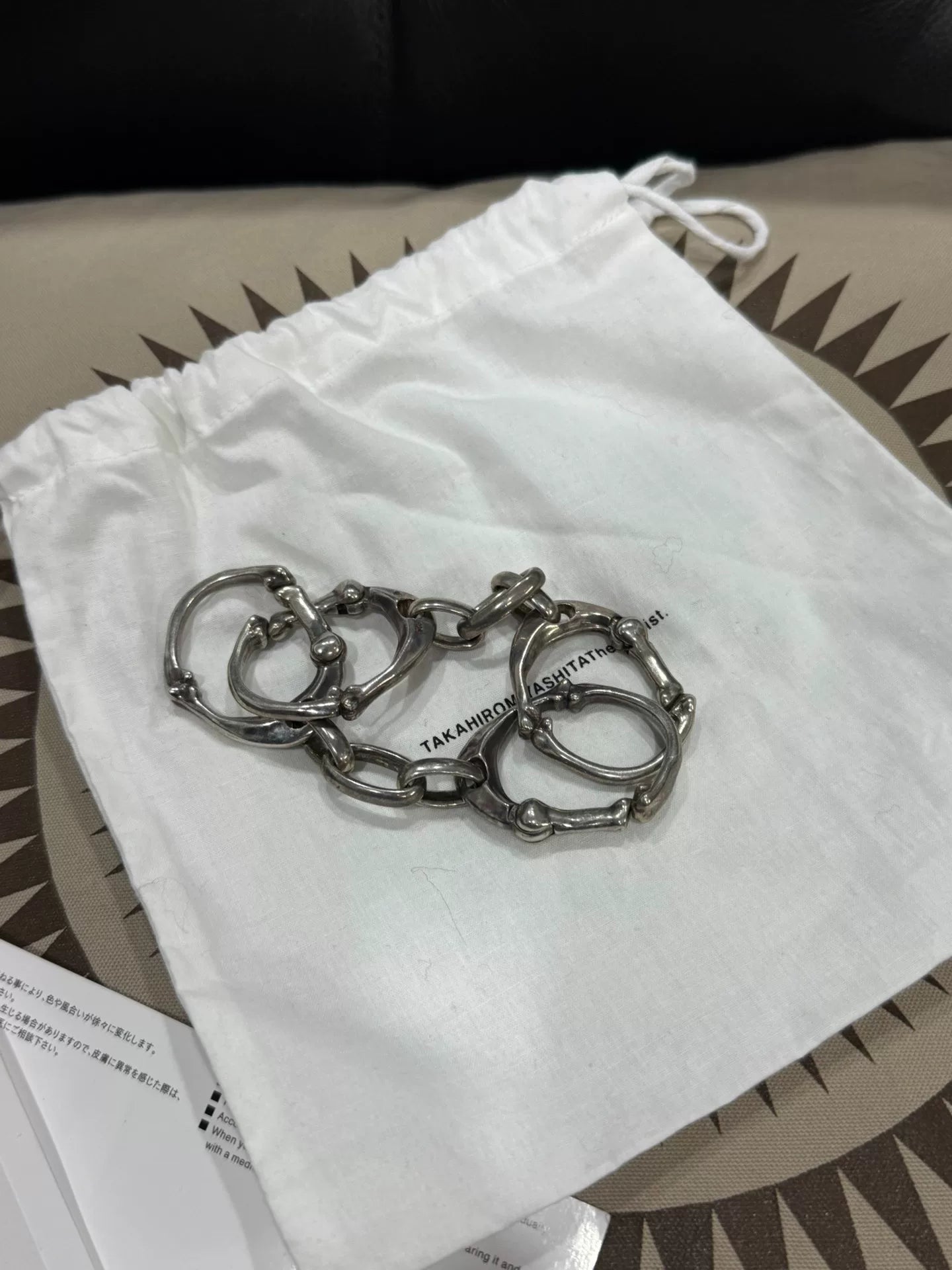 silver bone chain bracelet size L