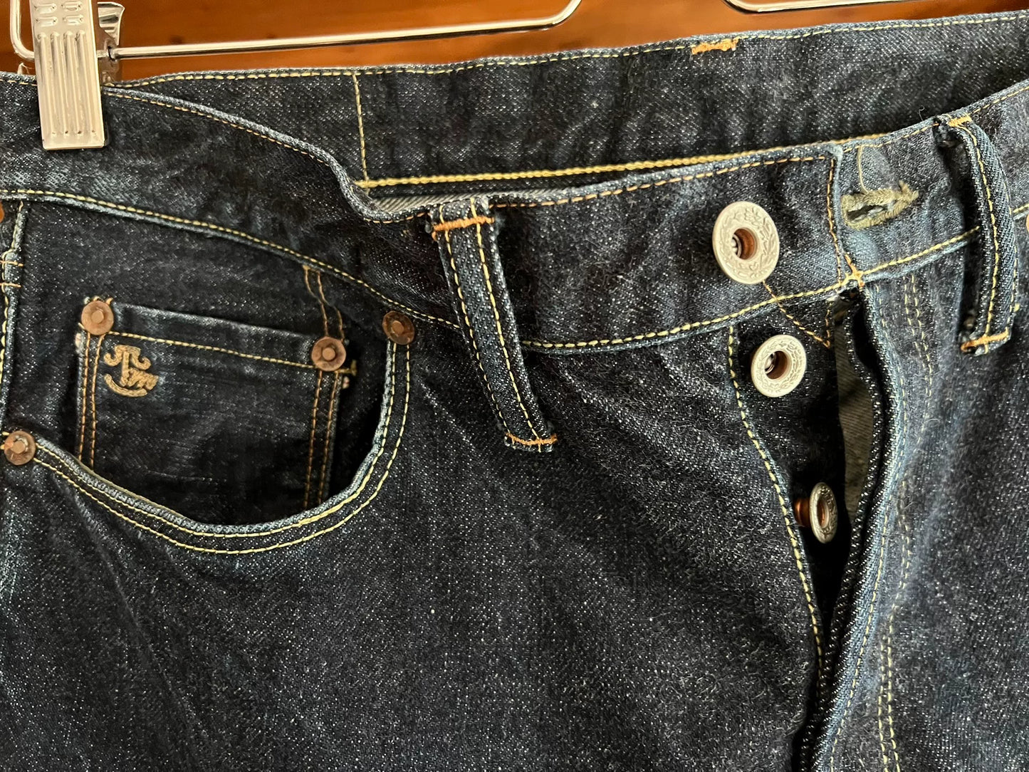 vintage dark denim straight leg pants