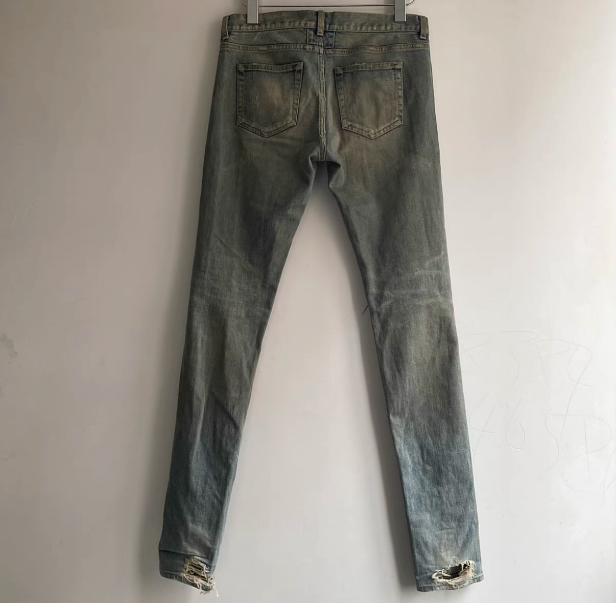 Saint Laurent Distressed Gray Denim Jeans