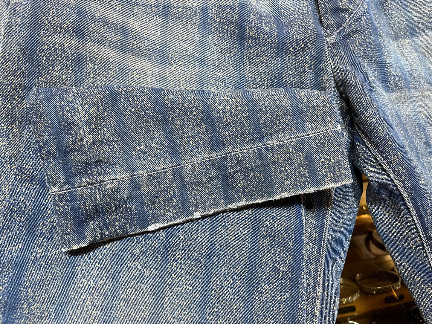 blue striped cotton twill pants