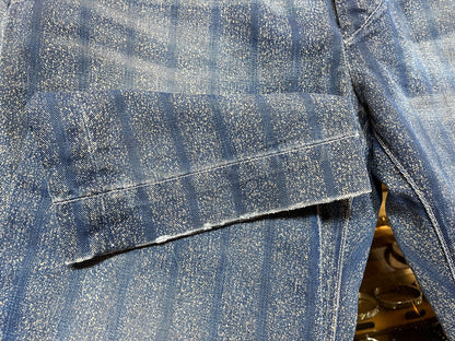 blue striped cotton twill pants