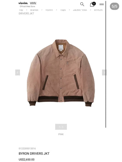 visvim byron drivers jacket in pink