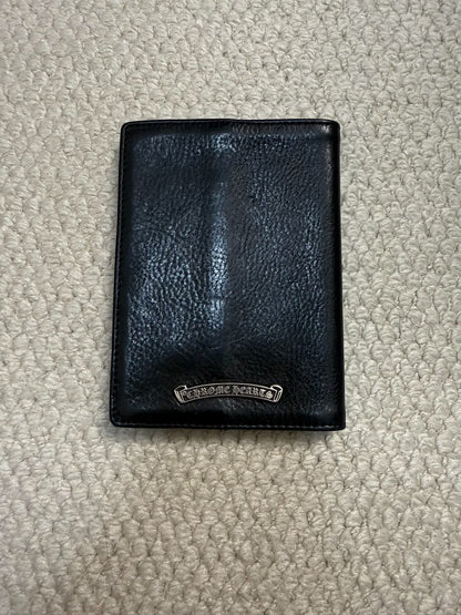 Chrome Hearts Flame Cross Silver Black Leather Passport Holder