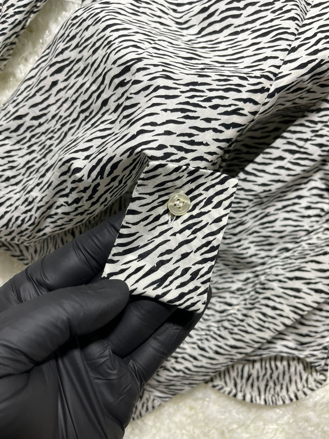 saint laurent tiger print long sleeve shirt