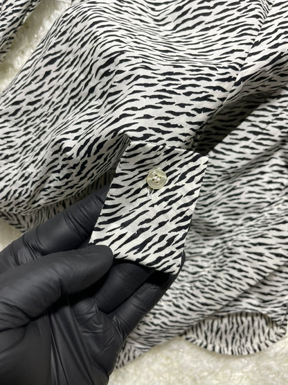 saint laurent tiger print long sleeve shirt