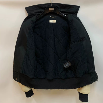 Saint Laurent Black Beige Rose Embroidery Jacket