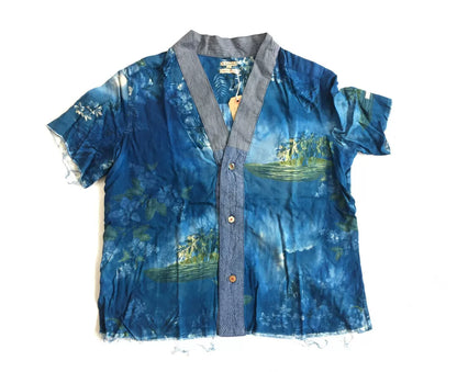 blue hand-painted vintage shirt