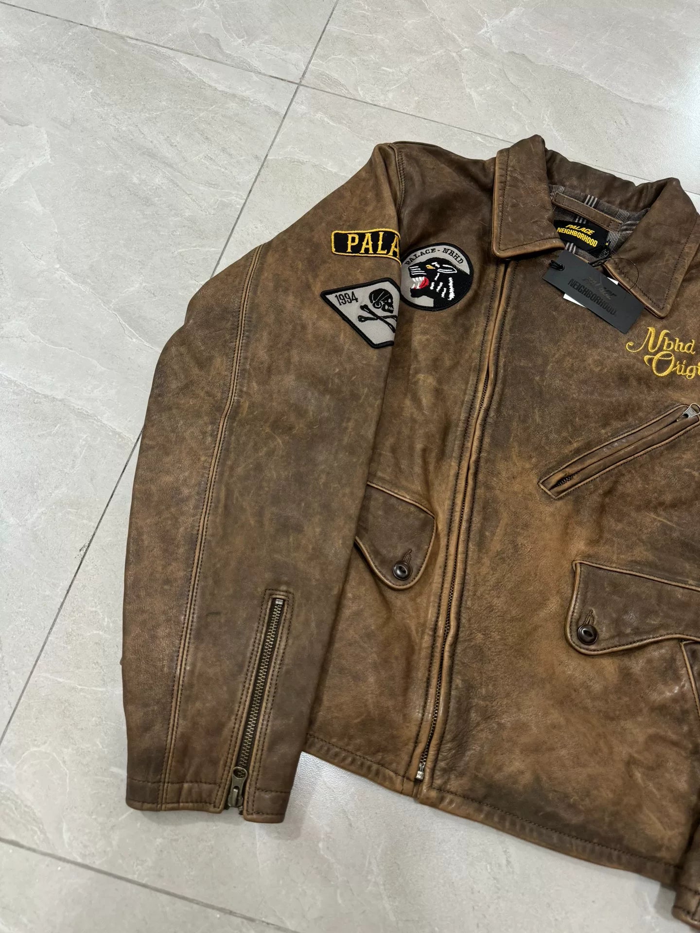 PALACE x NEIGHBORHOOD Leather Jacket