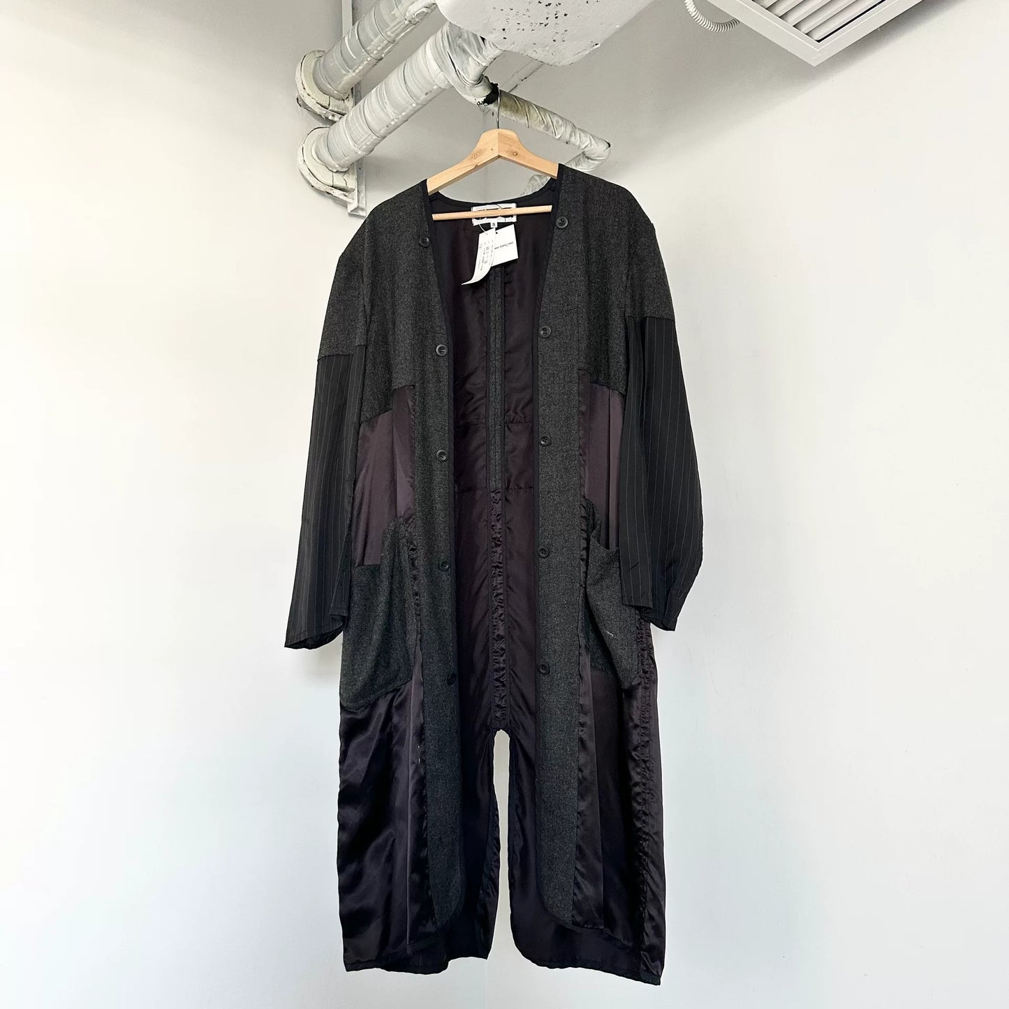 CDG Collarless Printed Tailcoat Trench