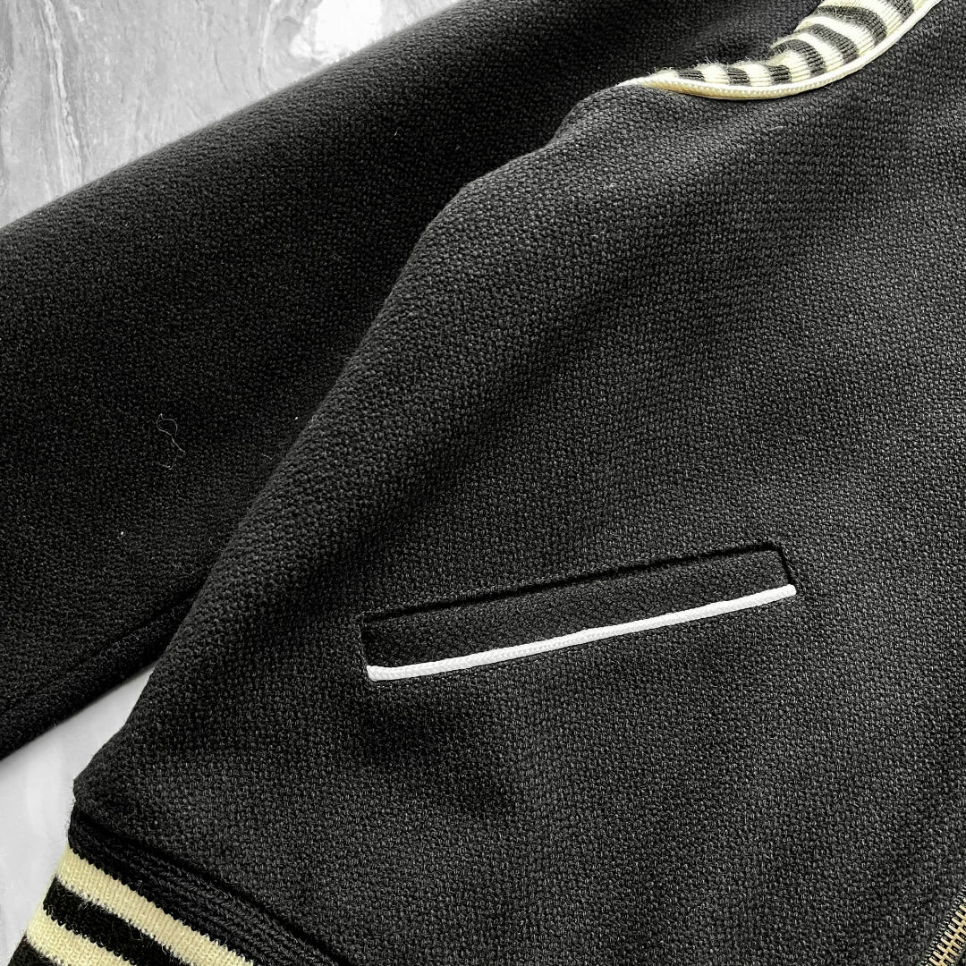 Saint Laurent Striped Zip Baseball Jacket