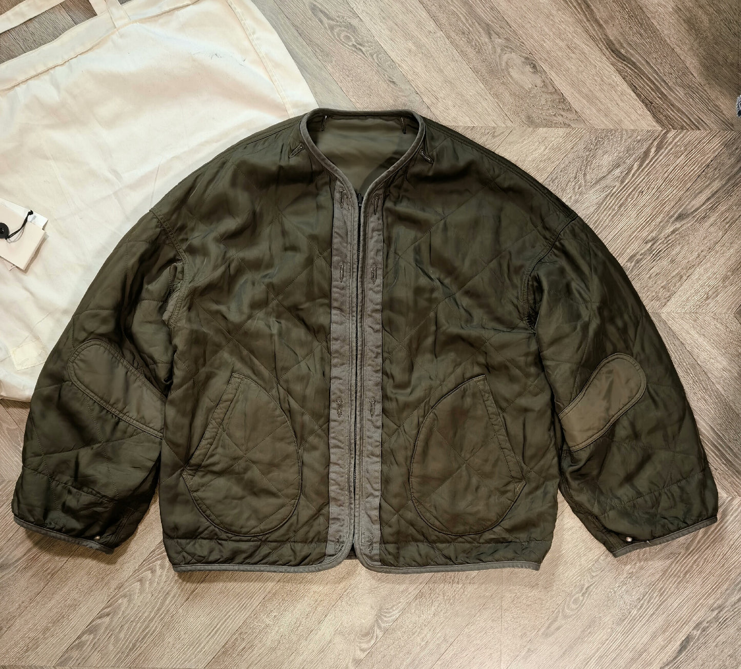 visvim double-sided jacket in olive green