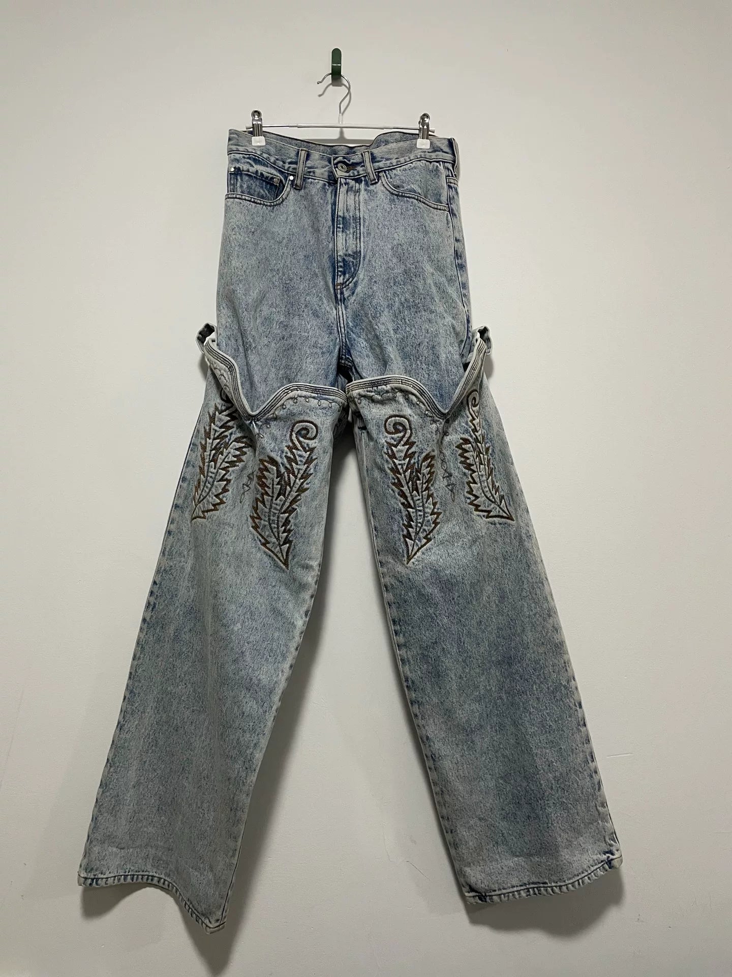 Y Project Cowboy Cuff Embroidered Jeans