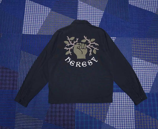 heresy guild navy shirt with logo embroidery