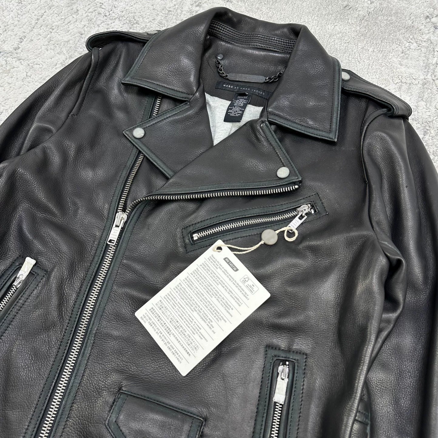 black leather biker jacket by marc jacobs