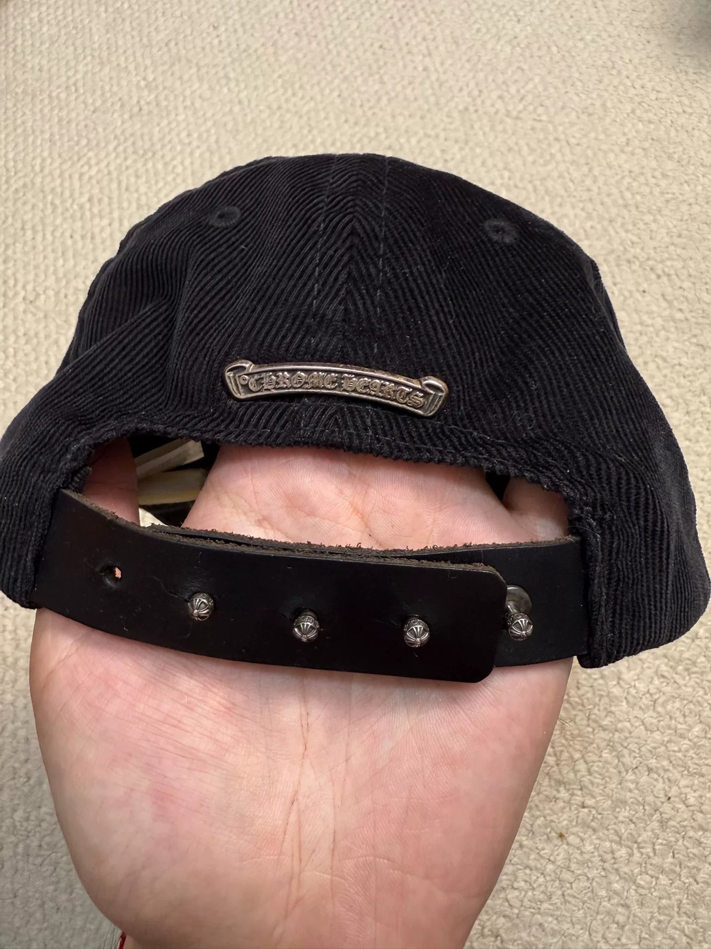 Chrome Hearts Black Corduroy Baseball Cap