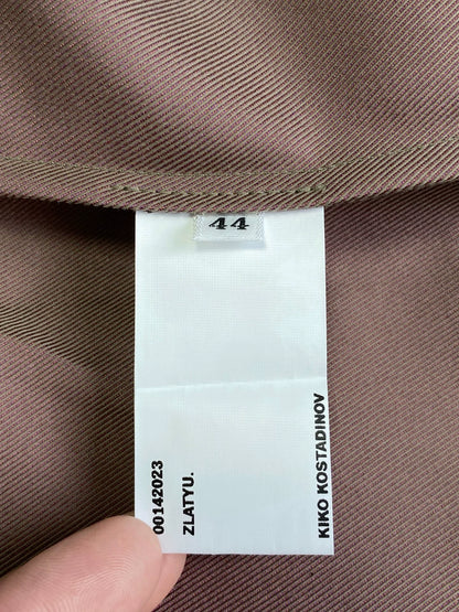 brown patchwork jacket by Kiko Kostadinov