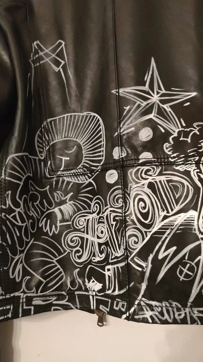 hand-painted leather jacket by Patrizia Pepe