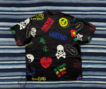 mastermind japan skull graffiti short sleeve shirt