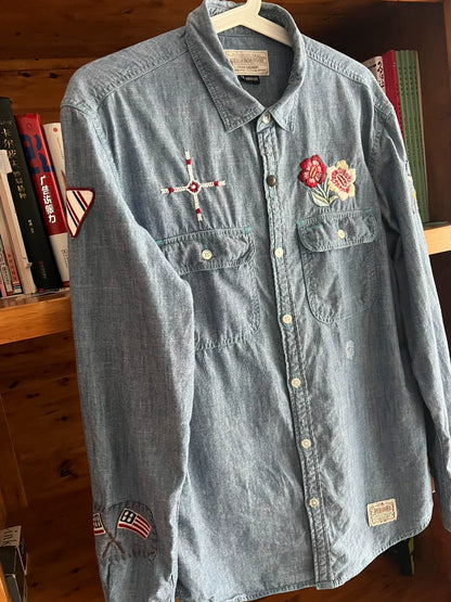 classic embroidered denim work shirt