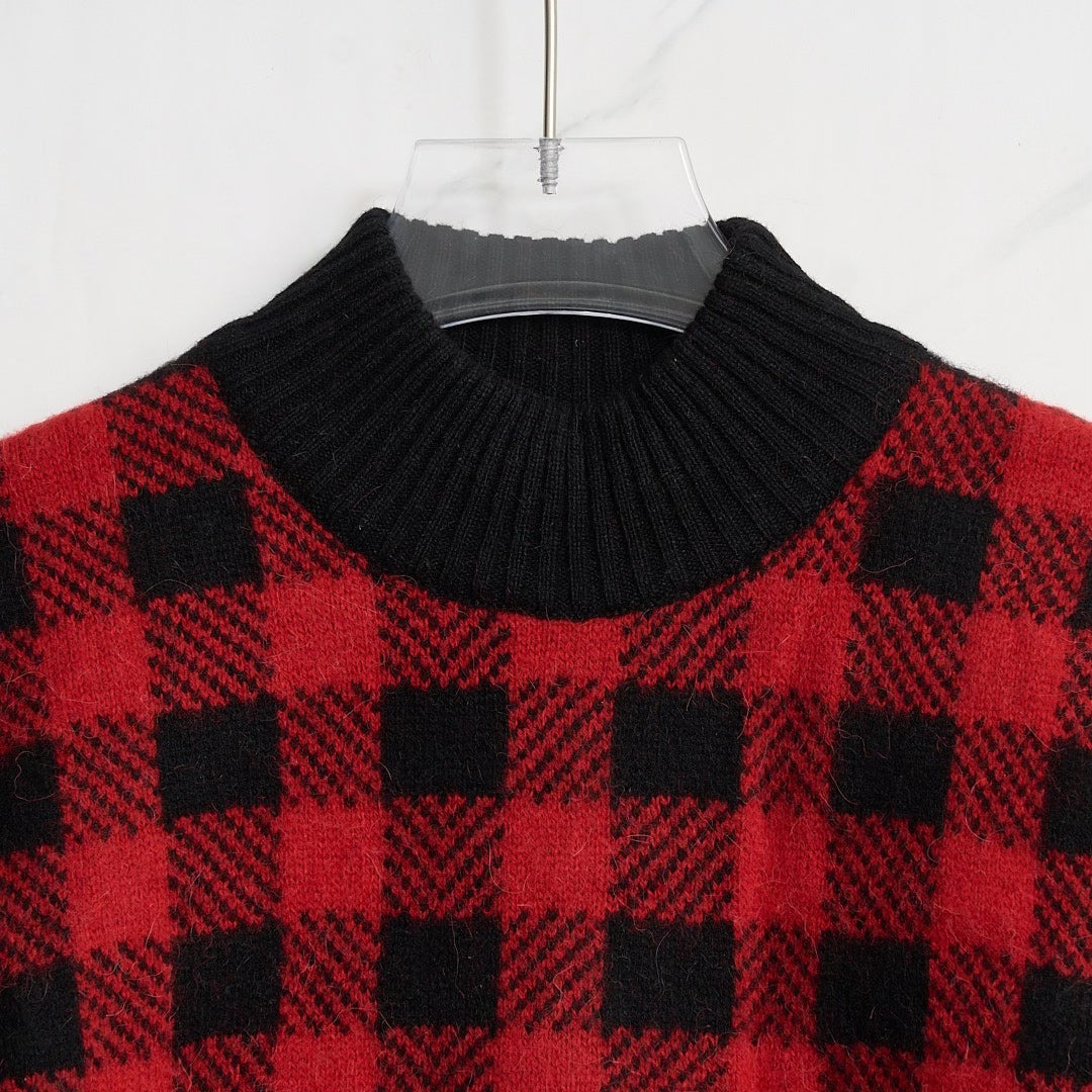 Saint Laurent Men's Checkered Knit Sweater