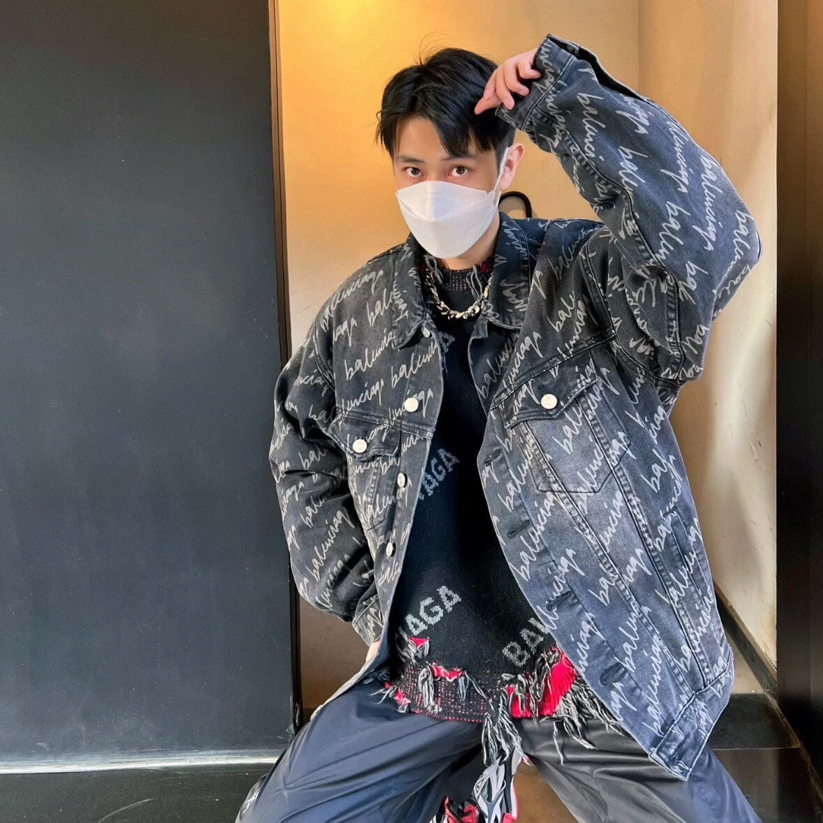 Balenciaga Oversized Denim Jacket with Logo